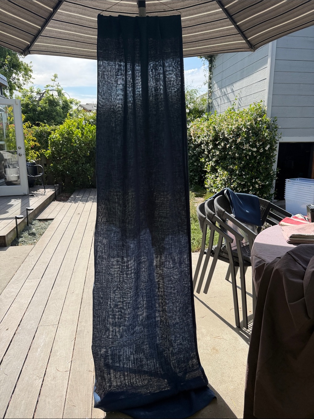 Sheer Navy Linen Curtain Panel - Set